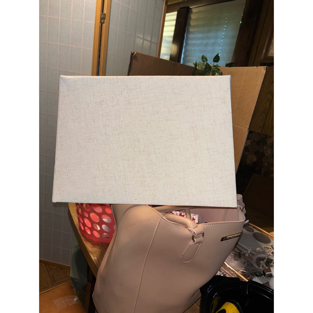 Textured Linen Rectangular Lamp Shade Cream Off-White Spider Fitter Modern